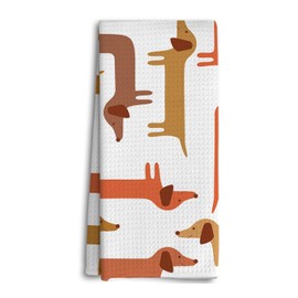 Dwept Funny Dachshund Kitchen Towels, Weiner Dog Dish Towels Dishcloths, Wiener Puppy Dog Hand Towels for Bathroom Kitchen, Dachshund Decor, Dachshund Dog Lovers Gifts for Women