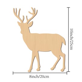 CREATCABIN Laser Cut Wood Cutout Deer Wall Art Unfinished Wood Decorative Wall Sculpture Hanging Decor Unfinished for Craft Farm House Decor Housewarming Door Wall Room Decoration 25 x 20 x 0.6cm