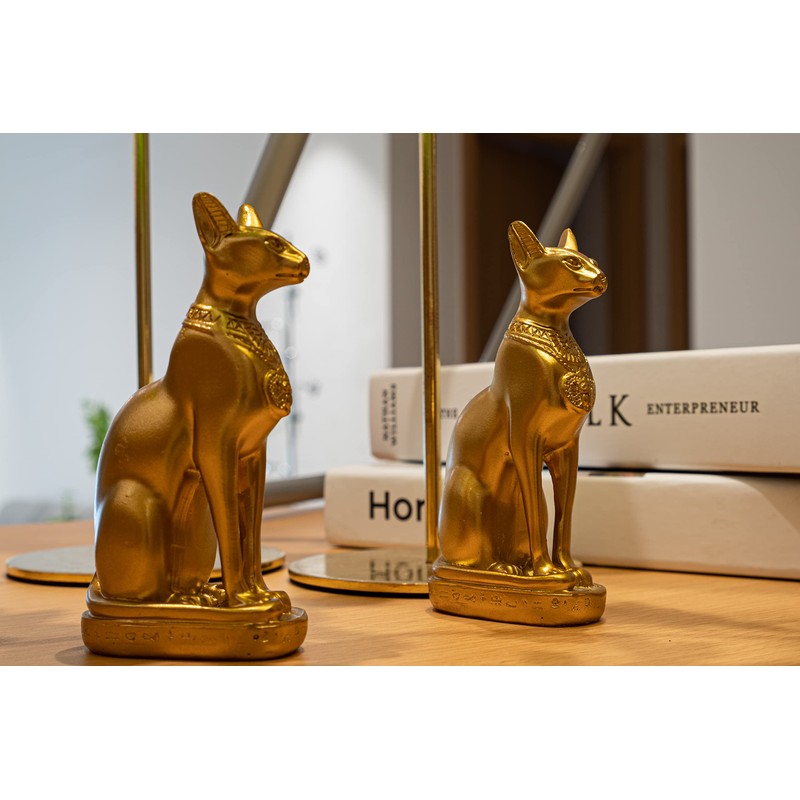 EASCHEER Egyptian Cat Goddess Statue Bastet Egyptian Decoration 4.2" Gold