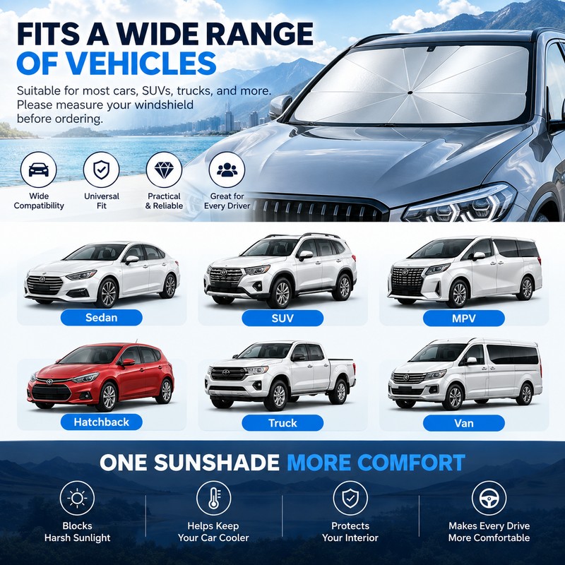 Premium Car Windshield Sun Shade Umbrella for Parked Cars –