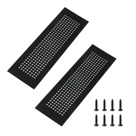 UTALIND 2Pcs Rectangle Ventilation Cover Aluminum Alloy Cabinet Vent Cover Black Ventilation Cover for Wardrobe, 9.8x3.1 Inch