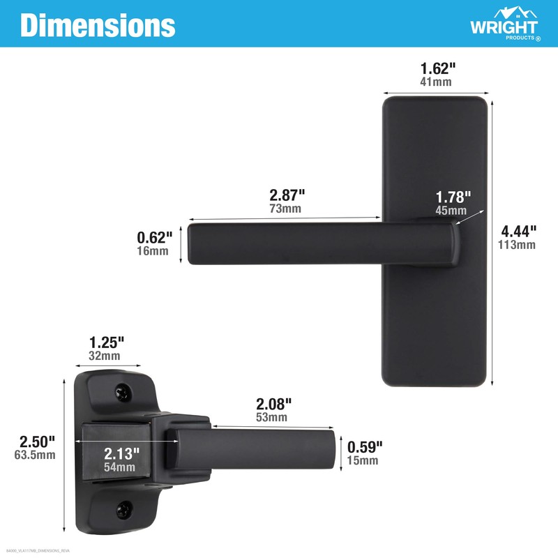Wright Products Contemporary Lever Latch with No Lock Out Feature,