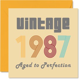 37th Birthday Cards for Men and Women - Vintage 1987 Aged To Perfection - 37 Birthday Cards Funny for Him and Her 145mm x 145mm Congratulations Cards