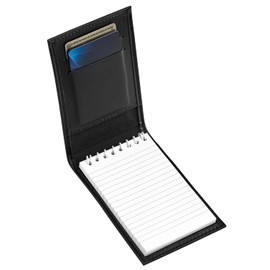 D&K Black Leather Notepad Holder for 3x5 Memo Pads, Refillable Pocket Notebook with Wallet for Law Enforcement, Investigator, Security Officer Gifts, EDC Case, Includes Small Flip Pocket Note Pad