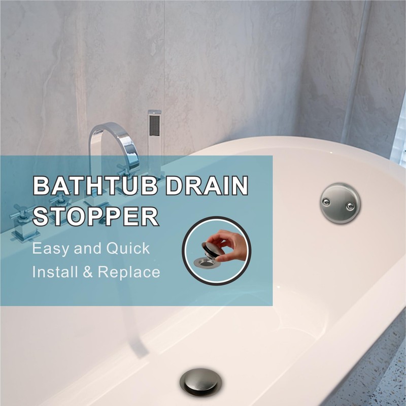 Brushed Bathtub Stopper Tub Drain,Welsan Universal Pop Up Tub Drain