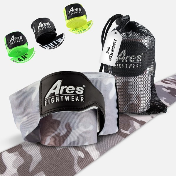 Ares Fightwear® Professional Bandage Boxes, Set of 2 [4.5 m] Including Laundry Net, Maximum Protection and Firm Hold Thanks to Flex-Fit Material, Boxing Bandages for Safe Fights, Box Bandages for Men