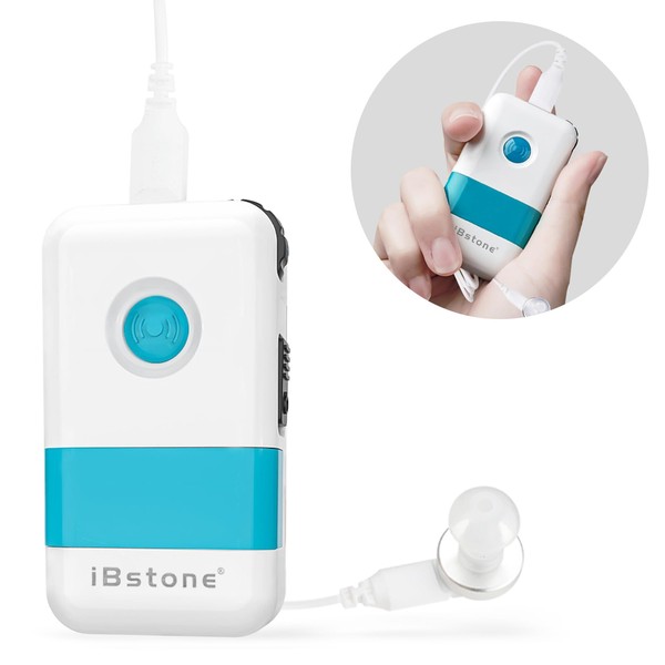 iBstone Powerful Personal Sound Hearing Amplifier, Rechargeable Mini Pocket Talker for Mild to Severe Hearing Loss, PTK05 (Single Side)