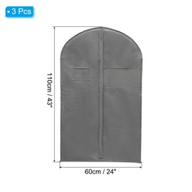 PATIKIL 43" Garment Bag, 3 Pack Breathable Suit Bag for Storage Hanging Clothes Dustproof Garment Covers for Suits Coats Dresses, Gray