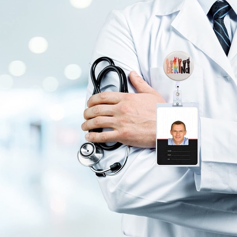 Retractable Badge Reel, Be Kind, 3*3cm