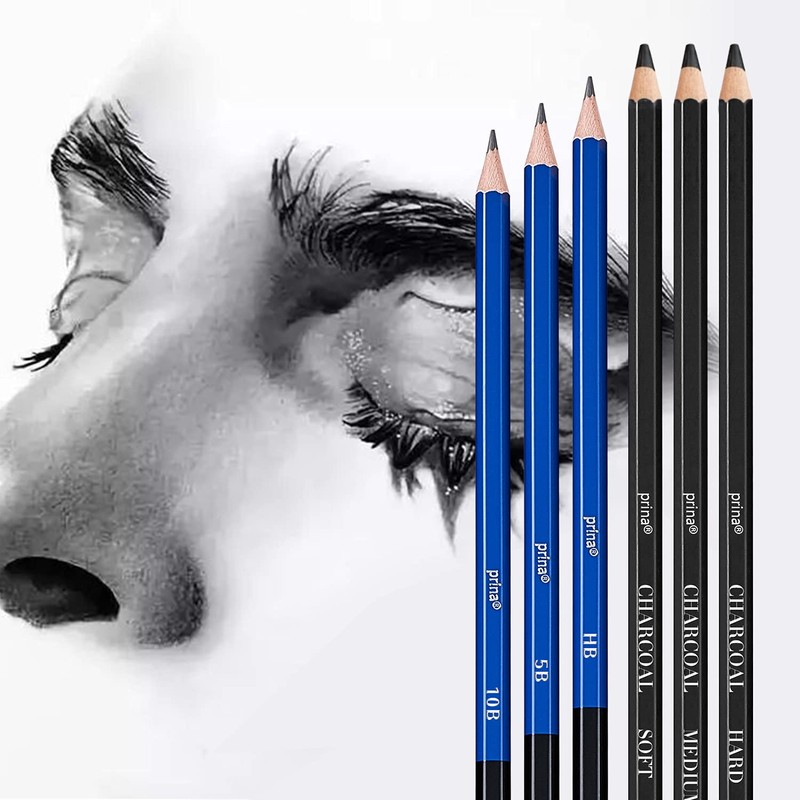 Prina 50 Pack Drawing Set Sketch Kit, Sketching Supplies with
