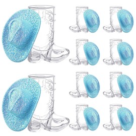 Vesici 20 Pcs Glitter Mini Cowgirl Hat Tiny Cowboy Shot Glass Decor Cute Space Cowgirl Hat Boot Shot for Dollhouse Decor (Blue)