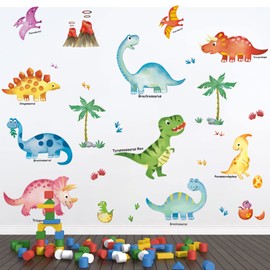 decalmile Wall Tattoo Dinosaur Wall Sticker Boy Wall Sticker Living Room Bedroom Children's Room Wall Decoration