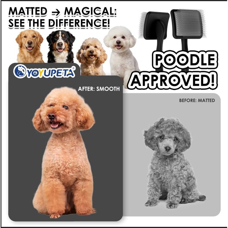 Large 3 in 1 Long Pin Dog Slicker Grooming Brush