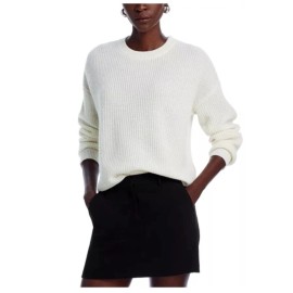 Aqua Luxurious 100% Cashmere Shaker Stitch Drop Shoulder Sweater By Aqua in Ivory L