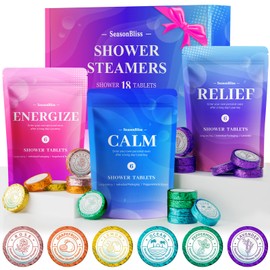 SeasonBliss Shower Steamers 18 Pack Set, Shower Bombs with 6 Charming Scents, Shower Tablets with Natural Ingredients,Self-Care & Relaxation Presents for Women and Men