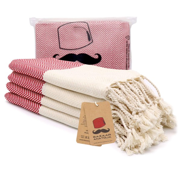 Bazaar Anatolia Turkish Hand Towels Set of 4 Bathroom Towels