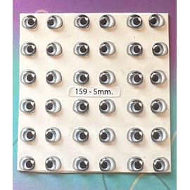 159-5: 36 Pcs (18 Pairs) 3D Resin Wiggle & Googly Eyes 5mm – Gray– Self-Adhesive for DIY Crafts, Clay, Felt, EVA, Polymer Clay, Sculptures, Cold Porcelain, Amigurumi, Scrapbooking & DIY Projects