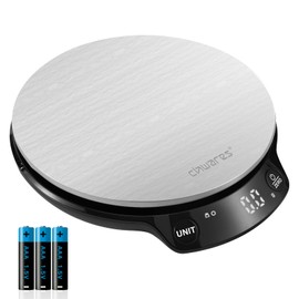 CHWARES 5kg/0.1g Digital Kitchen Scale for Food Ounces and Grams Baking & Cooking, Premium Stainless Steel Food Weight Scale with LED Display, Ultra Accurate(Batteries Included)