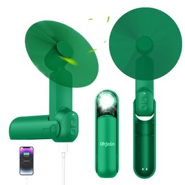 Ventilador de mano portátil 4 en 1, ventilador de bolsillo plegable personal con banco de energía, ventilador de mano recargable por USB con linterna, ventilador de mesa pequeño, mini lámpara de