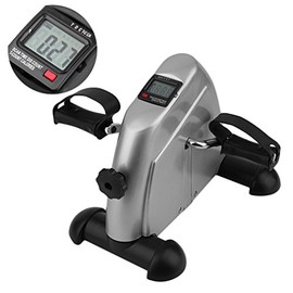 HappGrand Mini Exercise Bike Desk with LCD Display Mini Pedal Exerciser Indoor Fitness for Arms and Legs (Silver)