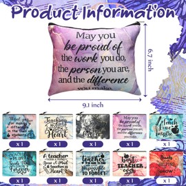 Sieral 10 Pcs Teacher Gifts Bulk Teacher Makeup Bag Canvas Teacher Pencil Pouch Thank You Teachers Appreciation Gifts Marble Sign Travel Cosmetic Bag Toiletry Pouch for Teachers Women