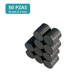 Imán de ferrita redondo, 15mmX3mm (50Pack), Imanes ceramicos redondos,iman de ferrita circular para Refrigerador, hogar, oficina, taller, proyectos escolares, magneto terapia