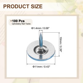 sourcing map 100Pcs Upholstery Tacks, 11mmx10mm Flat Head Thumb Tack Decorative Furniture Nails Push Pins for Furniture Sofa Headboards, Blue