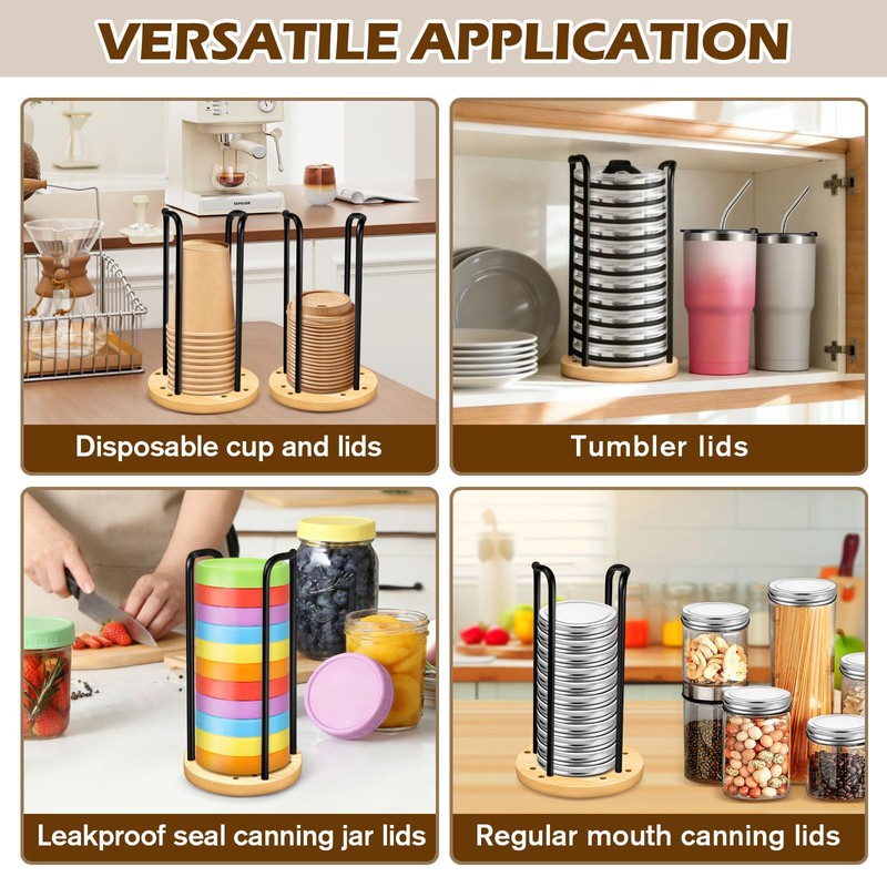 2PC Tumbler Lid Organizer，Detachable Yeti Lid Organizer Holds Up To