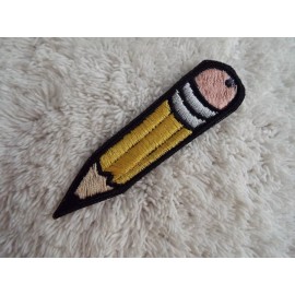 Handmade Yellow Pencil 3-3/4" Embroidery Iron-on Custom Patch (E40)