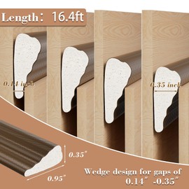 16.4 FtDoor Weather Stripping Door Seal Strip,Adhesive Foam Window Insulation for Winter,Soundproofing Draft Stopper for Door Frame Seal,Wedge Weather Strip Gap Filler for Noise Blocker,Brown