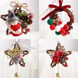 Cute Christmas Rattan Wreath Door Hanging Decoration lf1551 One Size/Color 5 3ea