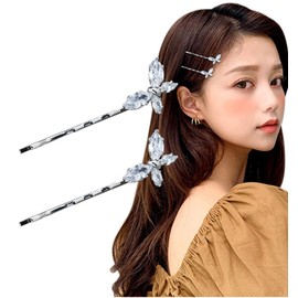 Herbeluemily HM-0177-R03-SVBF Bijou Hair Clip, Bangs Pin, Hair Clip, Bijou Stone, Children, Sparkling, Silver Butterfly