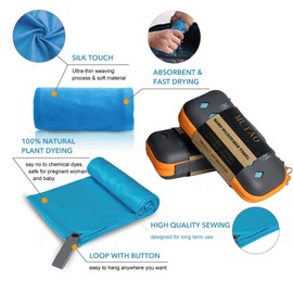 Ofrdncy Gym Towel, Nano Technology -Fast Drying Microfiber Towel, Quick Dry Ultra Soft Compact Sport Towel for Swimming Travel Hiking Yoga Sports Backpack(Blue,47 * 31inch)