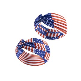 Patriotic Turban Headband Hair Scrunchies American USA Flag Headwear Hair Bands Tie JHN62 (Set-H)