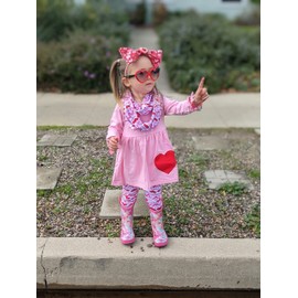 Conjunto de ropa único para bebé y niña, conjunto de 3 piezas a juego con leggings de túnica y bufanda, marrón y naranja , 7 Años