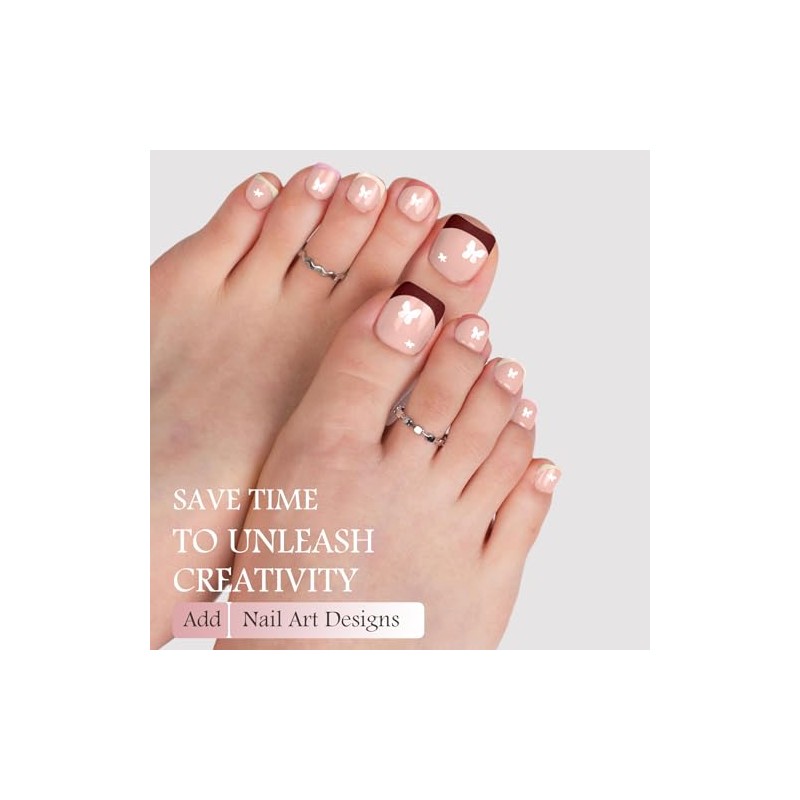 OPkssnails Uñas postizas cortas para pies, 150 unidades, tonos de