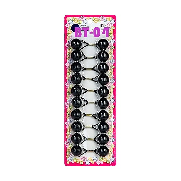 Tara Girls Twinbead Bubble Ball Ponytail Elastics 10 Pieces Selection (BLACK)