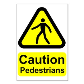 Caution Pedestrians Sign Board, Corrugated Plastic 300mm x 200mm x 4mm, Printed and Laminated, Durable Correx Safety Warning for Walkways, Streets, and Public Areas