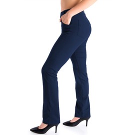 Yogipace,4 Pockets/Belt Loops,Women's Straight Leg Yoga Dress Pant Work Pants Office Slacks,31",Navy Blue,Size XS