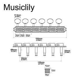 Wilkinson Vintage Deluxe Split Shaft 6 en Línea Clavijas Afinación de Guitarra Clavijeros para Guitarra Eléctrica Classic Vibe Fender Strat/Tele, Níquel con Botón Off White