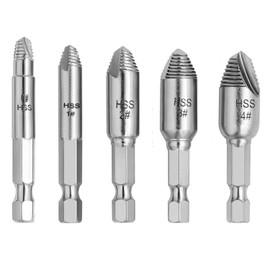 Reverse Tap Screw Hole (Set of 5) Reverse Tap Set, Extractor, Screw Thread, Reverse Tap, Screw Extractor, Crushed Thread, High Speed Steel Screw Extractor Tool, Easy to Remove Damaged Screws, Suitable