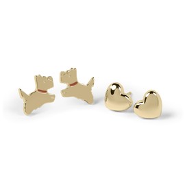 Radley 18ct Gold Plated Polished Heart and Jumping Dog Twin Pack Earrings