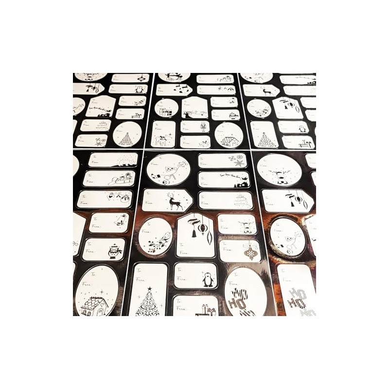 Christmas Silver Foil Gift Labels/Stickers - 100