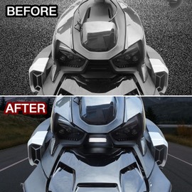 LUXEMOTO Front Center Fairing with Accent Light for Can Am Ryker, Black Center Front Fairing for Ryker 600, 900, Rally Edition Accessories 2019-2024, Illumination/Protection(Replace #705013110)