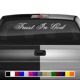 Sticky Creations Trust in God Decal Sticker Windshield Window Vinyl Graphic Banner Rear Back Car Truck SUV Vehicle Christian Faith Quote Bible 36"x4.25"+ (Font-Flemiscr)