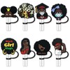 8Pcs Black Girl Straw Cover for Tumbler Cap, Silicone Straw