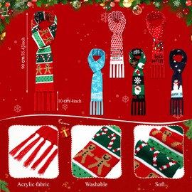 Liitrsh 6 Pcs Unisex Christmas Scarf with Tassels, Soft Knitted Scarf Holiday Scarf for Women Wraps Gift, 6 Styles (Elegant)