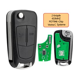 433 MHz 2 Button Car Key for Vauxhall Corsa Astra Vectra Zafira Antara Tigra B Pilot Car Connections Remote Control PCF7946 Chip with Screwdriver and Key Ring