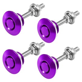 4 PCS Car Hood Pins, 1.2 Inches Push Button Bonnet Aluminum License Plate Locking Clips, Universal Engine Hood Pins Quick Release Lock Latch Bumper, Car Accessories (Purple)