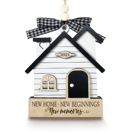 New Home Ornament 2025 - Housewarming Gifts for New Home, House Warming Gift for Women Couple houseowners Ideas, Wooden First Home Chirstmas Ornament 2025(House 01)